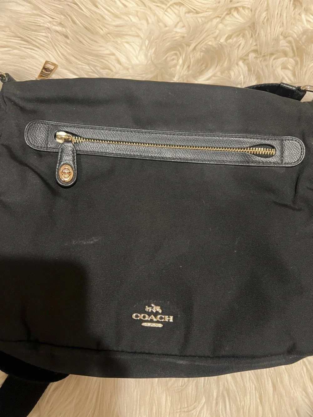 Coach Black Nylon Messenger Crossbody with Silver Hardware